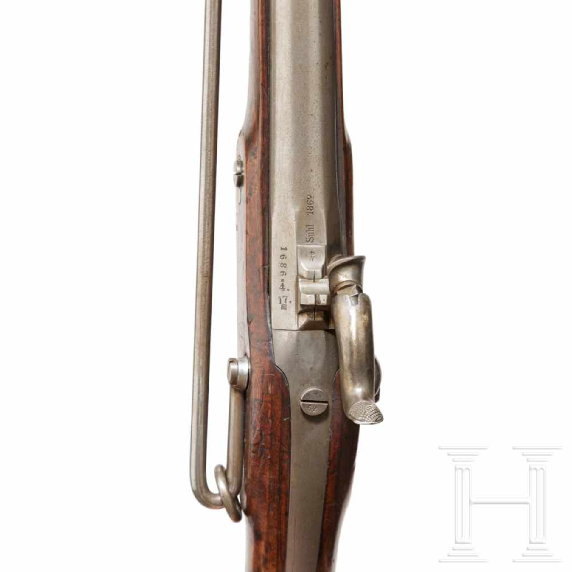 A Württemberg M 1860 cavalry carbineGezogener Lauf im Kaliber 13,9 mm, Seele etwas matt, mit gutem - Bild 3 aus 3