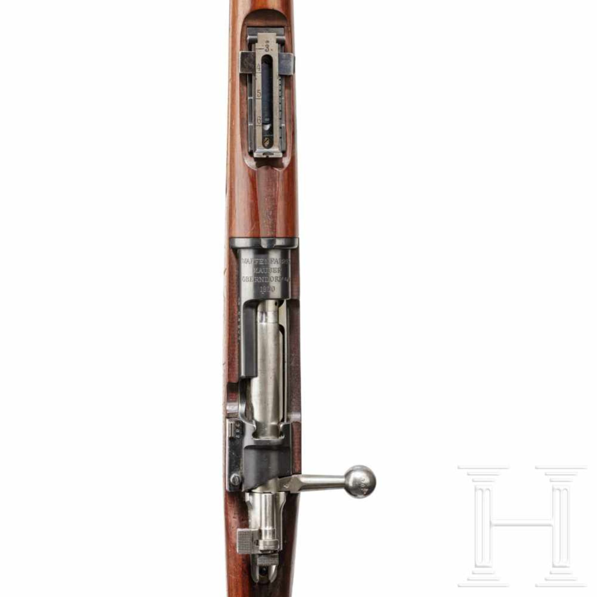 A M 1896 rifle, Mauser 1900Kal. 6,5x55, Nr. 52307, nummerngleich. Blanker Lauf. Fünfschüssig. Dt. - Bild 3 aus 3