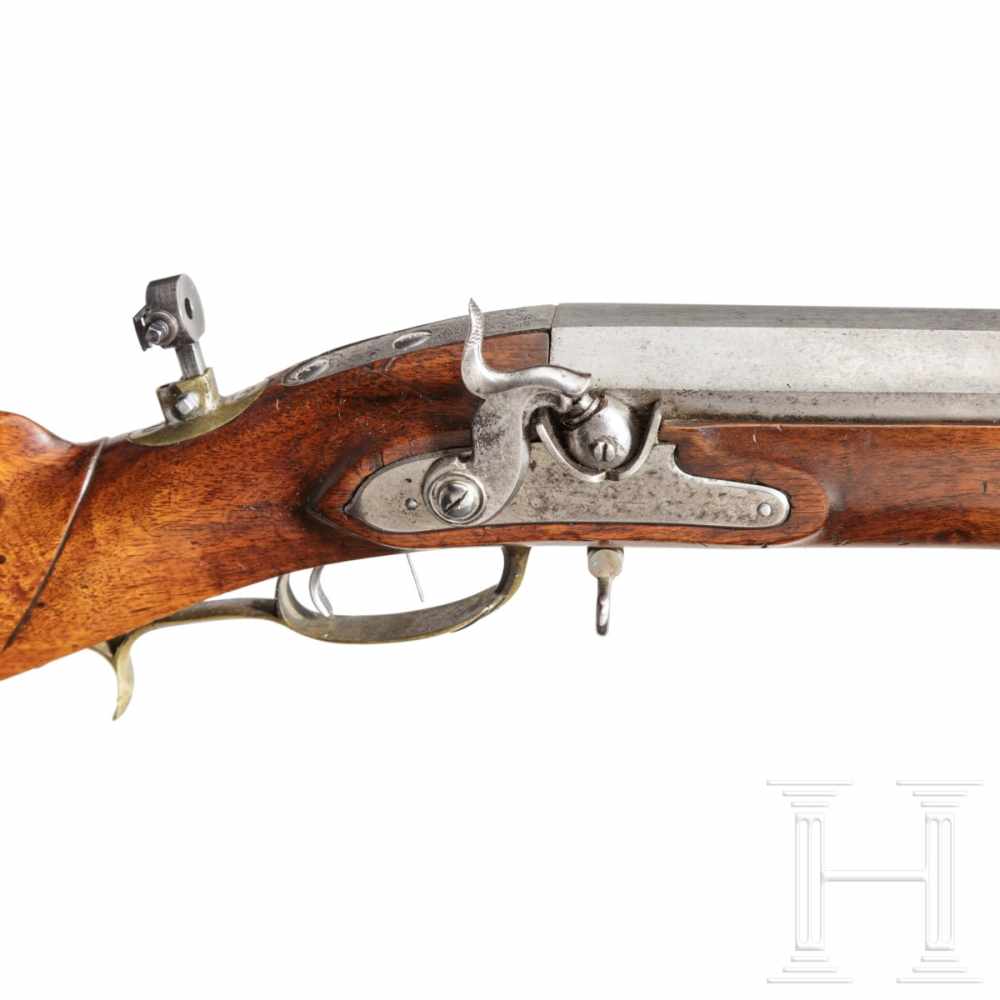 A heavy target rifle, marked "Oberndorf", ca. 1820Heavy, rifled octagonal barrel in 16 mm calibre, - Bild 3 aus 3