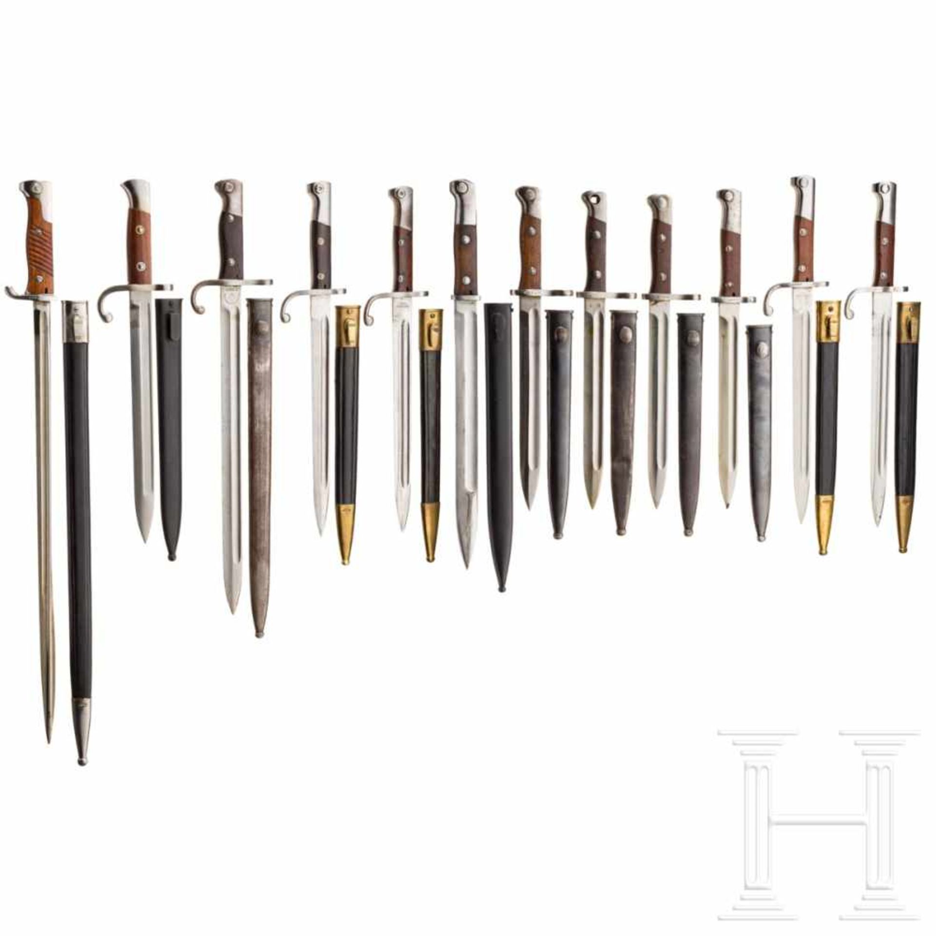 South America - twelve bayonets (Simson, Weyersberg, OEWG)Ein schön erhaltenes peruanisches Bajonett