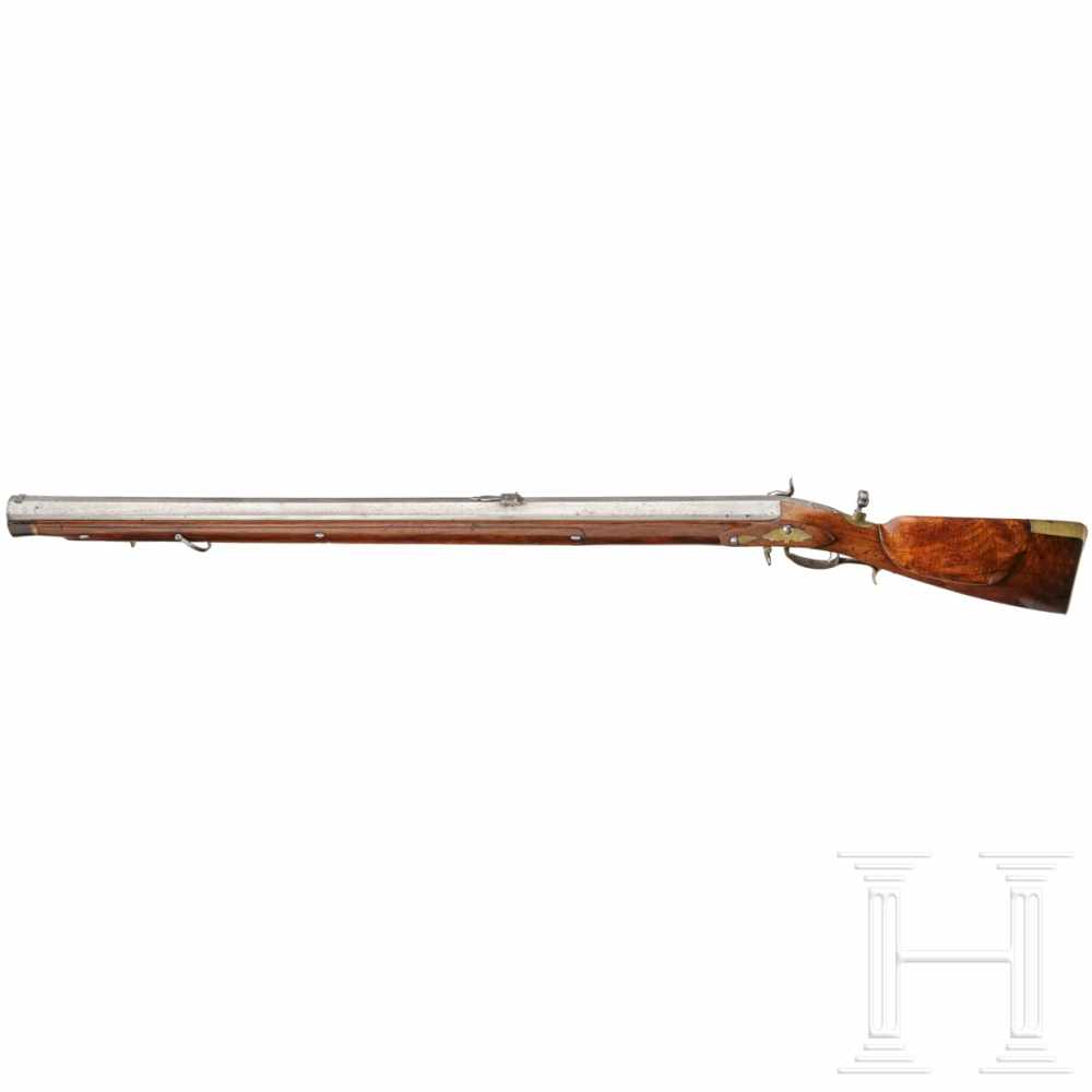 A heavy target rifle, marked "Oberndorf", ca. 1820Heavy, rifled octagonal barrel in 16 mm calibre, - Bild 2 aus 3