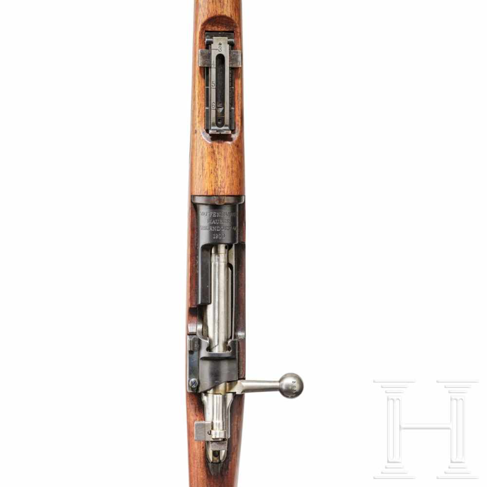 A M 1896 rifle, Mauser 1900Kal. 6,5x55, Nr. 1305, nummerngleich. Blanker Lauf. Fünfschüssig. Dt. - Bild 3 aus 3