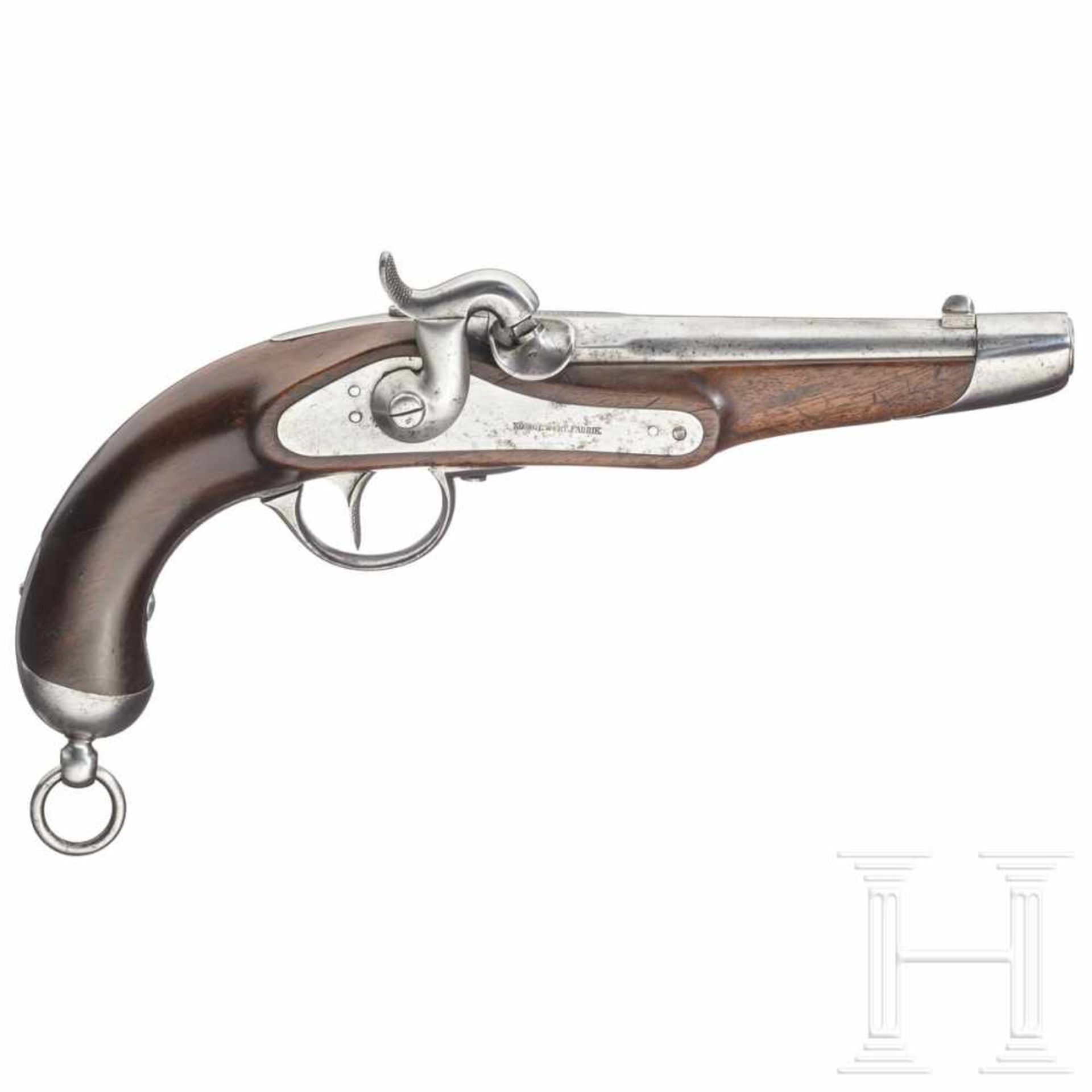 A Württemberg M 1862 cavalry pistol, Minié systemGezogener Lauf im Kaliber 14 mm, Seele fast