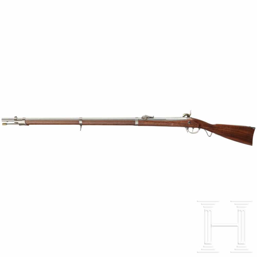 A Württemberg rifled musket M 1857, so called "Vereinsgewehr"Blanker, gezogener Lauf, Länge 100 - Image 2 of 3