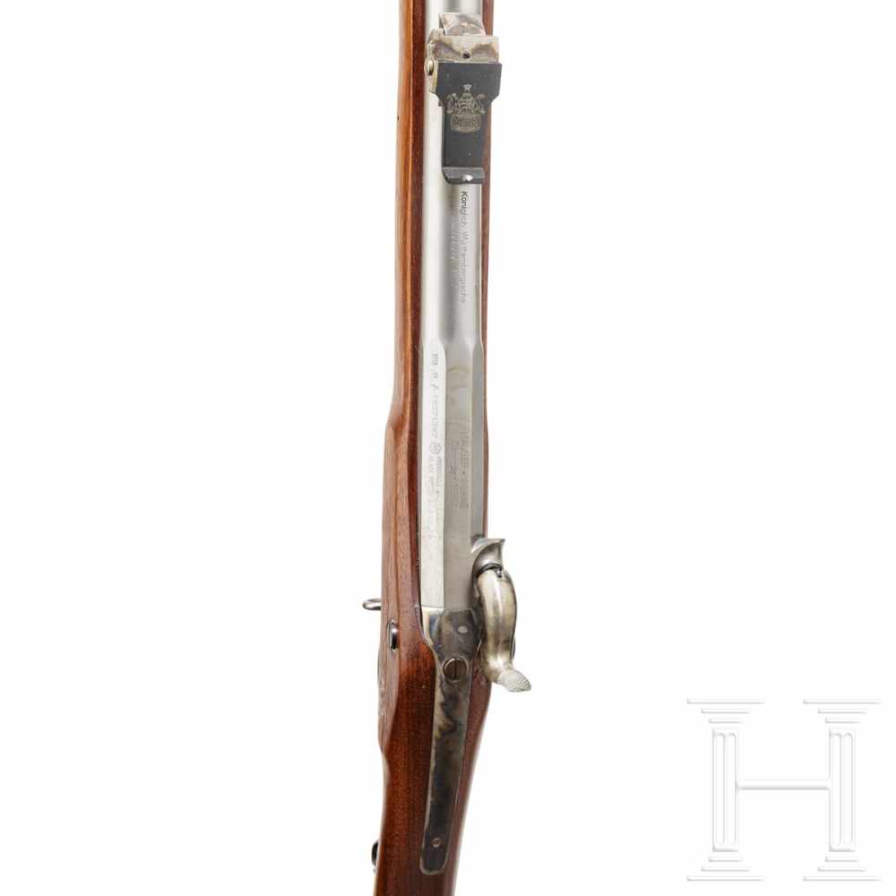 A Württemberg rifled musket M 1857, so called "Vereinsgewehr"Blanker, gezogener Lauf, Länge 100 - Image 3 of 3