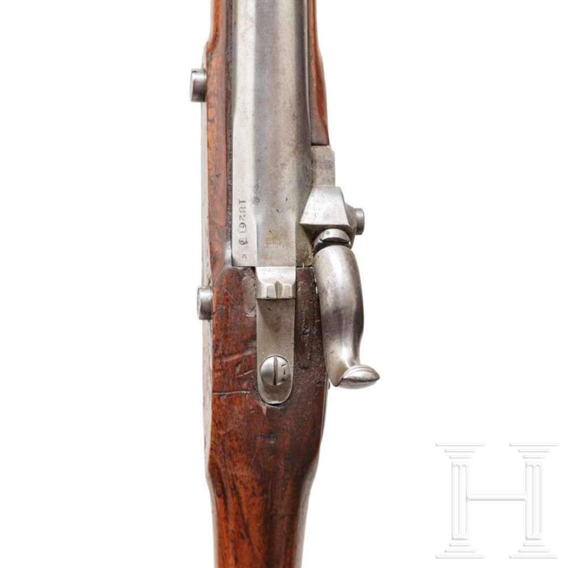 A Baden infantry musket M1813/40 U/MGlatter Lauf im Kaliber 17,5 mm, Korn hinter dem Oberring, Kimme - Bild 3 aus 3