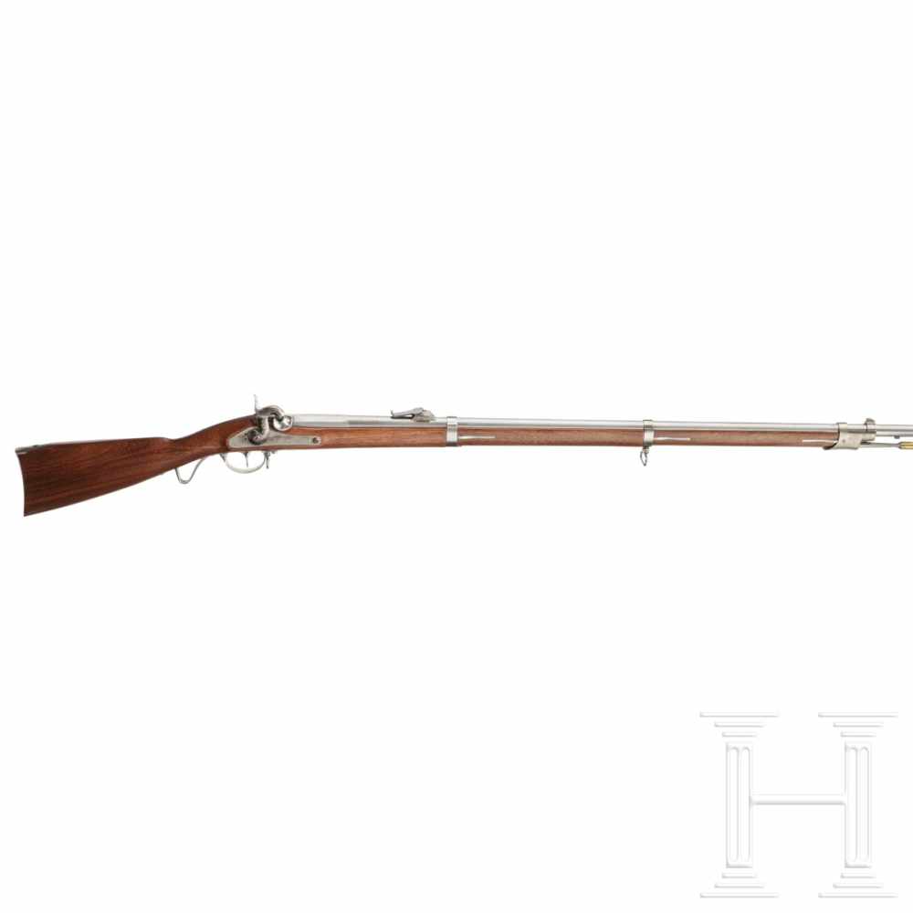 A Württemberg rifled musket M 1857, so called "Vereinsgewehr"Blanker, gezogener Lauf, Länge 100