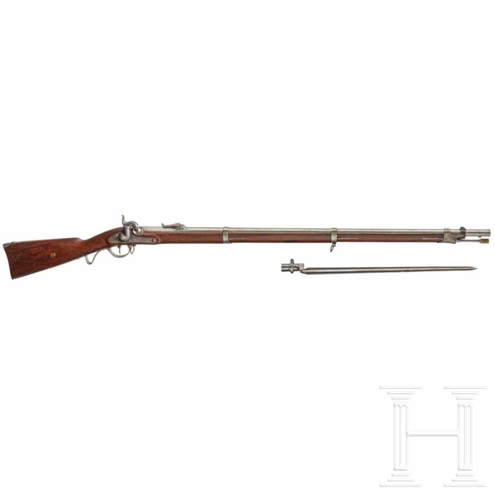 A model 1857 "Vereinsgewehr" with bayonetRifled barrel in 13.9 mm calibre, bright bore, iron front