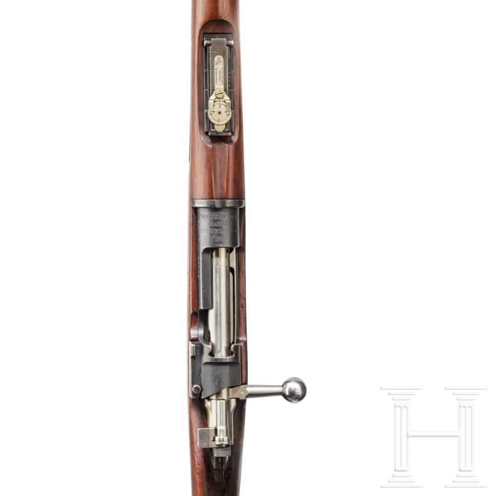 A M 1896 rifle by Mauser 1900 with bayonetKal. 6,5x55, Nr. 41112, nummerngleich. Blanker Lauf. - Bild 3 aus 3