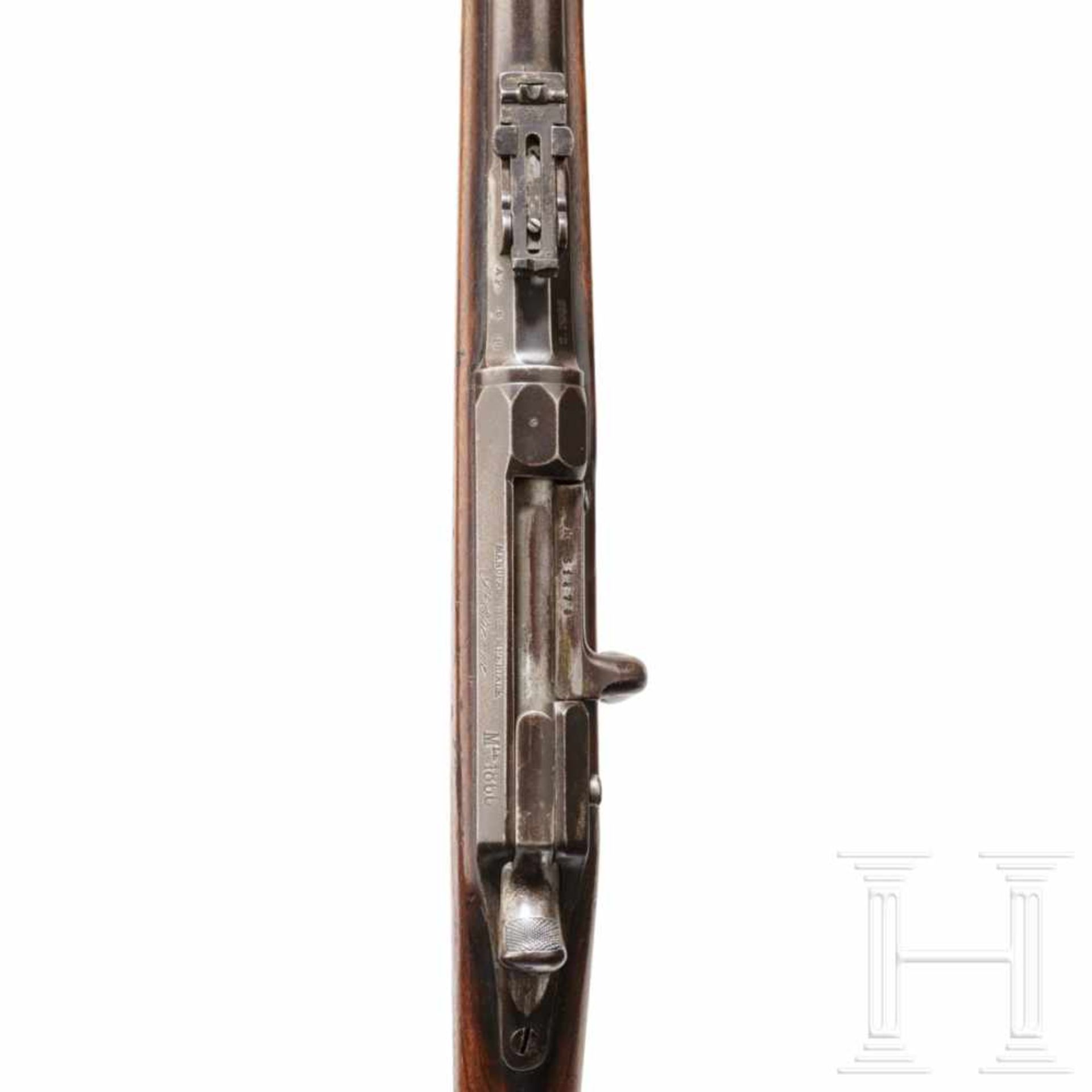 A French Chassepot M 1866 in German serviceKal. 11 mm, Nummer H51870, nummerngleich. Etwas matter, - Bild 3 aus 3