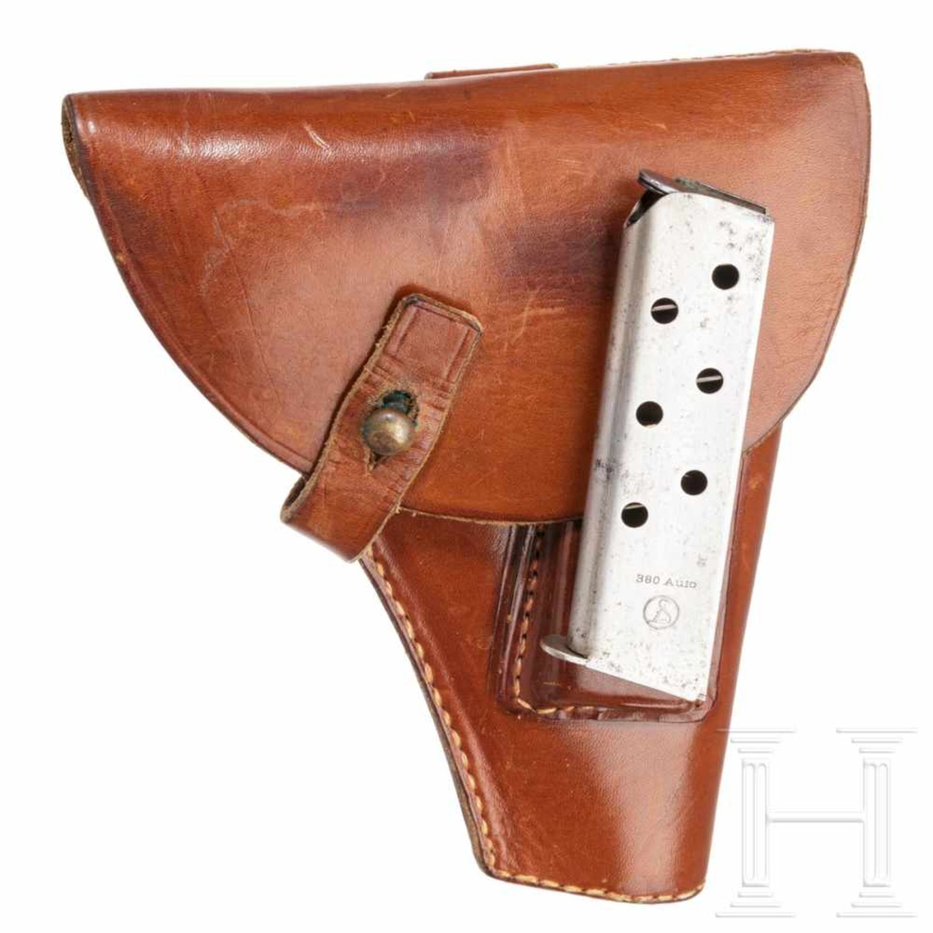 An Ortgies pistol in cal. 9 mm short, export model with holsterKal. 9 mm Brown. kurz, Nr. 141551, - Bild 3 aus 4
