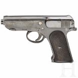 A Jäger pistolKal. 7,65 mm Brown., Nr. 7888, Lauf matt. Siebenschüssig. Beschuss Krone/N. Links am