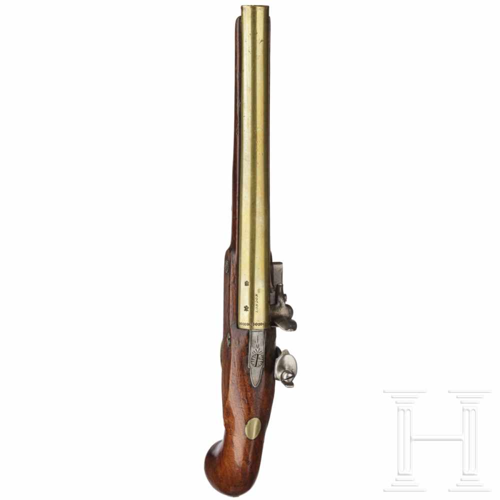 A flintlock pistol by Phillips in London, ca. 1815/20Runder, glatter 250 mm Messinglauf im Kaliber - Image 3 of 6