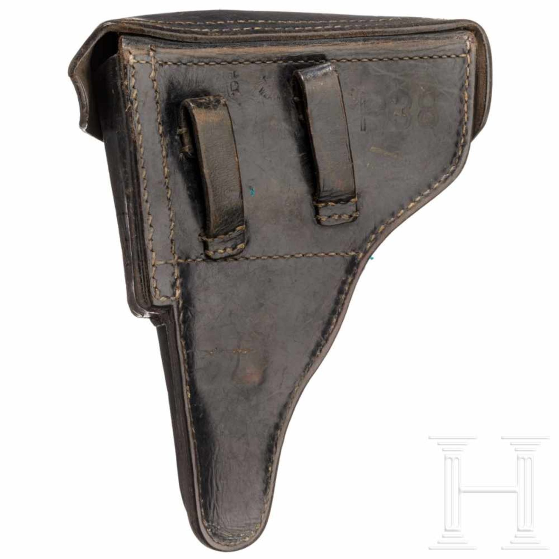 A holster for a P 38Koffertasche zur P.38, Hersteller schwer leserlich, WaA 143, alle Nähte fest, - Bild 2 aus 2