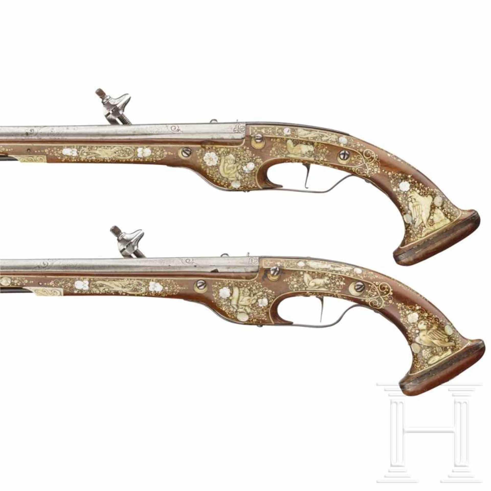 A distinguished pair of Bohemian long deluxe wheellock pistols, circa 1640Octagonal, then round, - Bild 9 aus 9