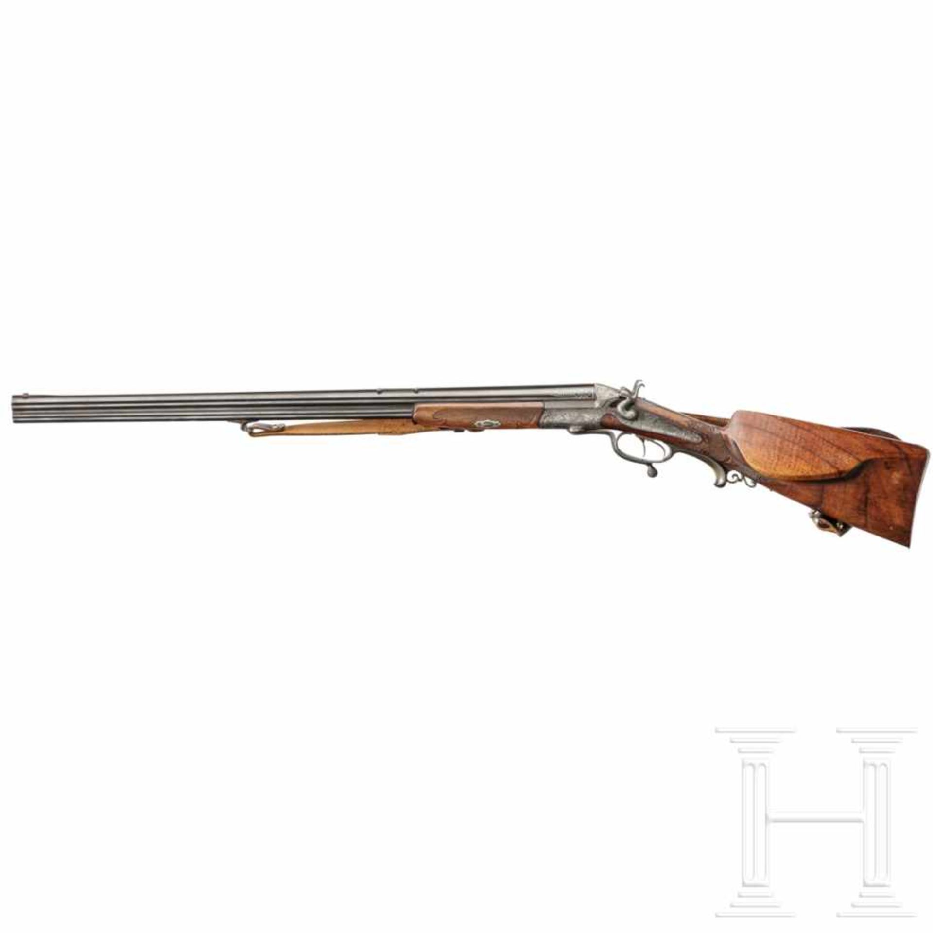 A Over/Under shotgun rifle by Christian Hoffacker, MunichKal. 20/65 / 11,2x52 R, Nr. 1390, beide - Bild 2 aus 4