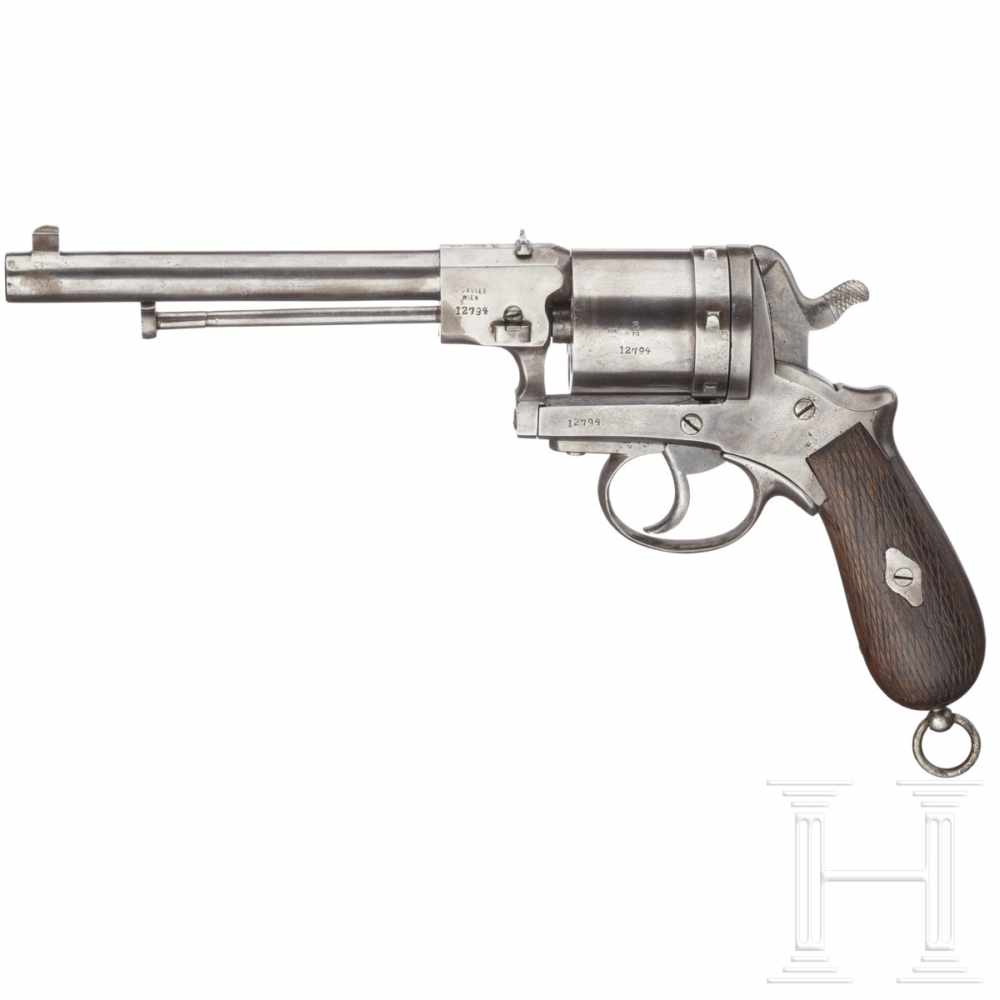 A Gasser M 1870 navy revolverKal. 11,3 mm Gasser, Nr. 12794. Nummerngleich. Rauer, narbiger Lauf.