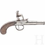 A flintlock pistol, James Freeman, London, ca. 1780Abschraubbarer, glatter Lauf im Kaliber 11 mm.