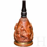 A carved boxwood priming flask, German, ca. 1700Konischer, einteilig gedrechselter und