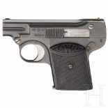 An ÖWA pocket pistolKal. 6,35 mm Brown., Nr. 38263, nummerngleich. Lauf matt, Länge 50 mm.