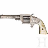 A Nimschke engraved Eagle Arms cupfire revolverKal. .30 cupfire, Nr. 7858, SA only, blanker 3,5 Zoll