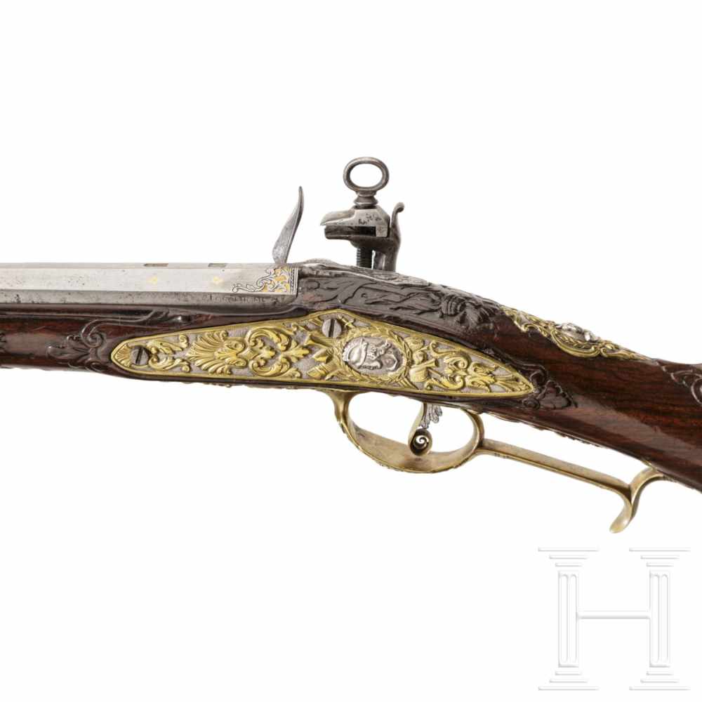 A deluxe miquelet rifle from a noble estate, Thomaso Contino of Pinerolo, circa 1720Two-stage - Image 3 of 11