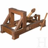 A detailed model of a catapult, circa 1900Hardwood, strings and iron hook. Traces due to age. Partly