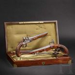 A pair of flintlock pistols by Delpire in Paris, circa 1810Octagonal smoothbore barrels, cal. 13 mm.