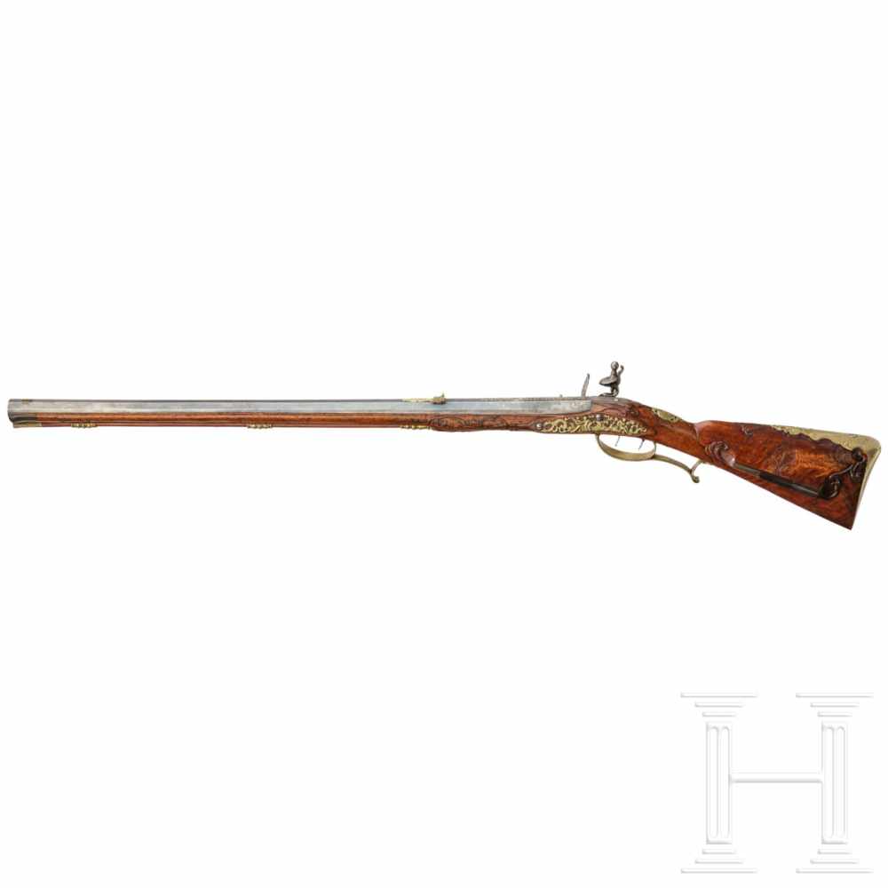 A deluxe flintlock rifle, Caspar Neureitter of Prague, circa 1730The octagonal barrel slightly - Image 3 of 10