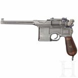 A Mauser C 96 "Prewar Commercial"Kal. 7,63 mm Mauser, Nr. 134133, nummerngleich. Leicht matter Lauf.