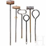 A mixed lot of six cleaning rods (for Luger and Makarov pistols)A cleaning rod for a Commercial
