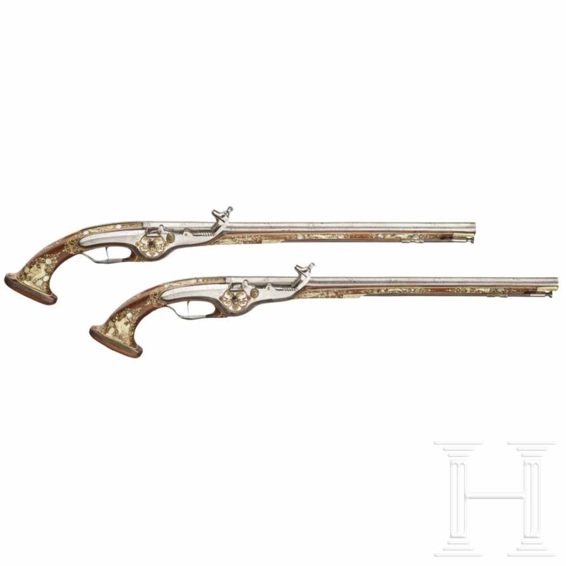 A distinguished pair of Bohemian long deluxe wheellock pistols, circa 1640Octagonal, then round, - Bild 2 aus 9