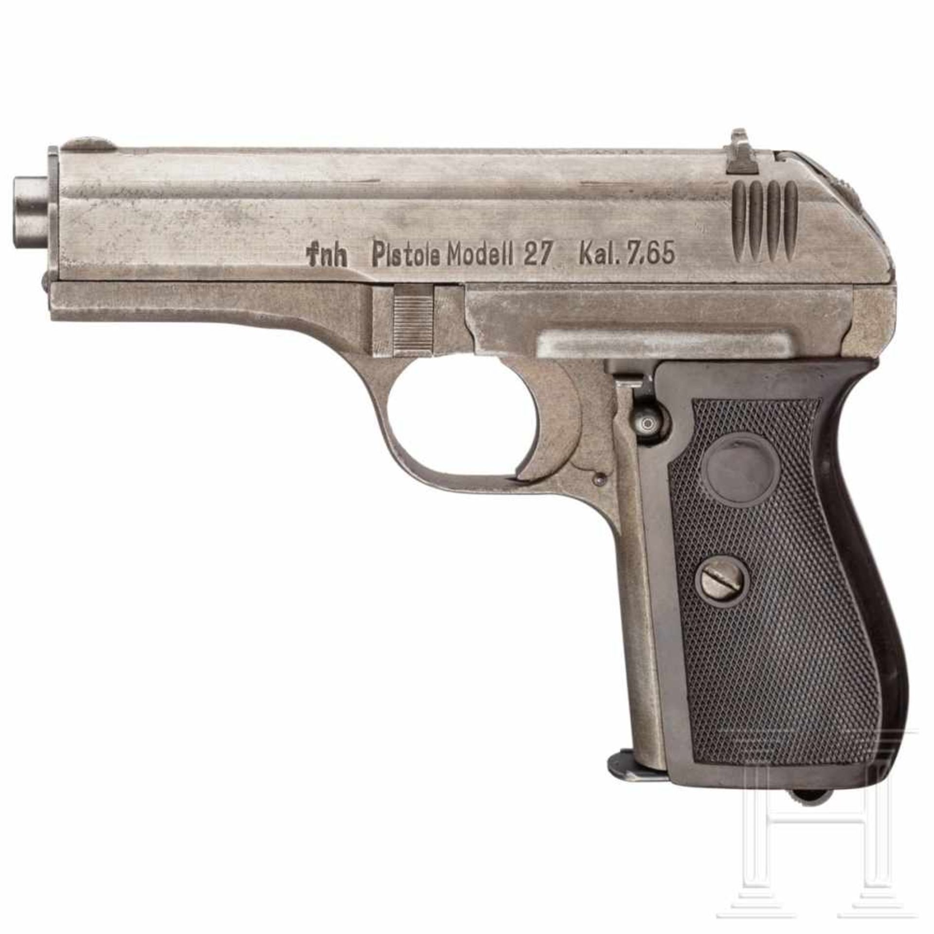 A CZ M 27, code "fnh" with holsterKal. 7,65 mm Brown., Nr. 451184, nummerngleich. Blanker Lauf.