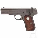 A Colt M 1903 Hammerless .32 U.S. Government with holsterKal. .32 ACP, Nr. 568159, blanker Lauf,