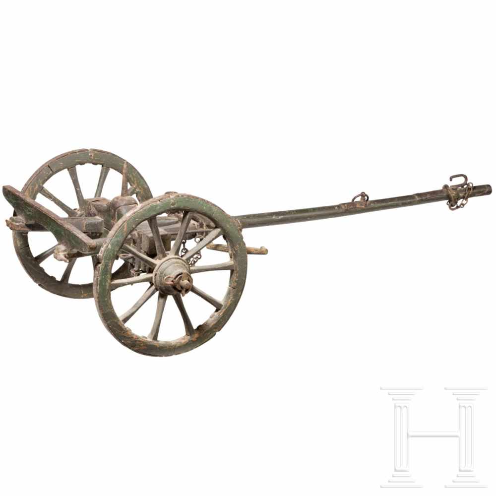 A limber for the model of a French fieldgun, 19th centuryDetailgetreues hölzernes und