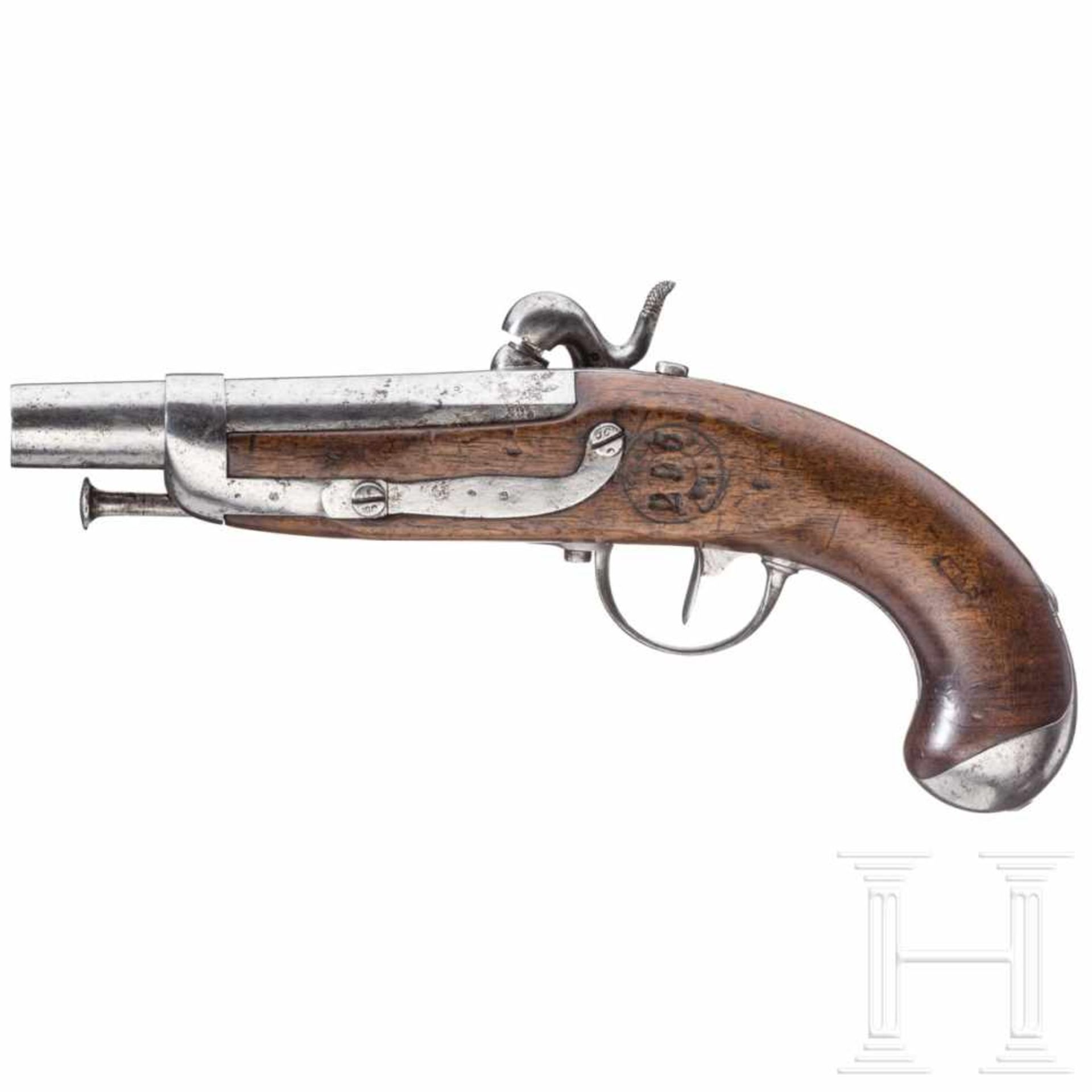 A pistol M 1822 T for gendarmsGlatter Lauf im Kaliber 15,5 mm, über der Kammer mehrfach gestempelt - Bild 2 aus 2