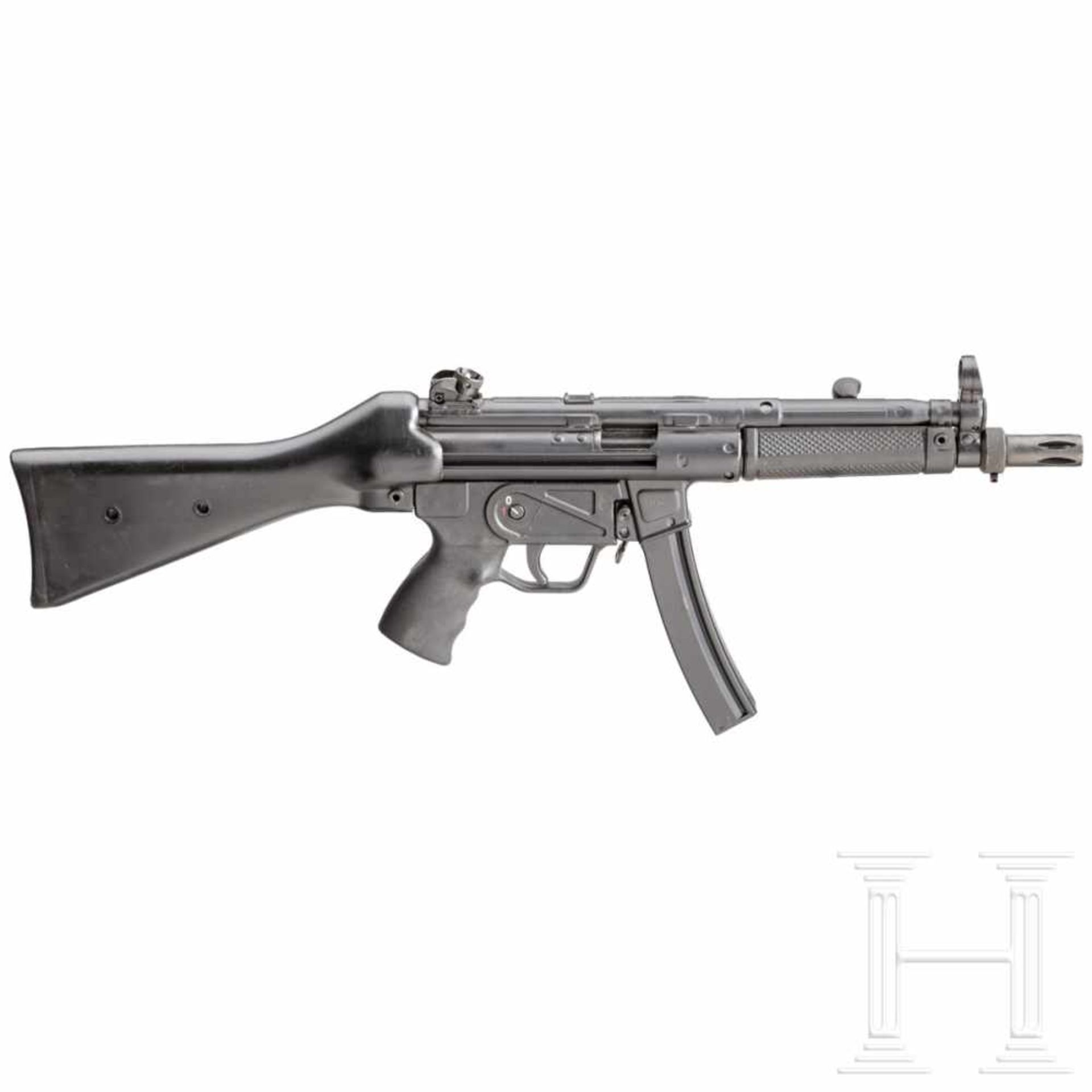 A cased semi-automatic MKE T94-A2 (HK MP5 A2) machine pistolKal. 9 mm Luger, Nr. T0624-06. Blanker