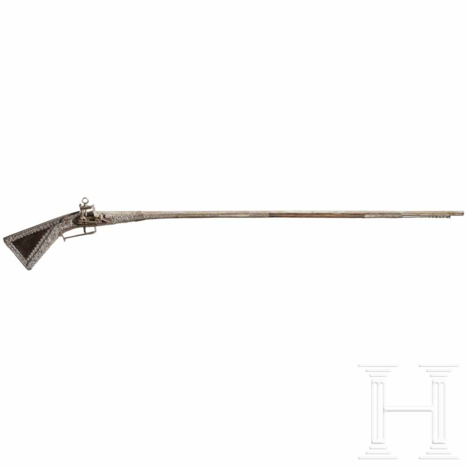 A Sardinian chiselled Miquelet shotgun, 2nd half 18th centurySchlanker, achtkantiger Lauf mit