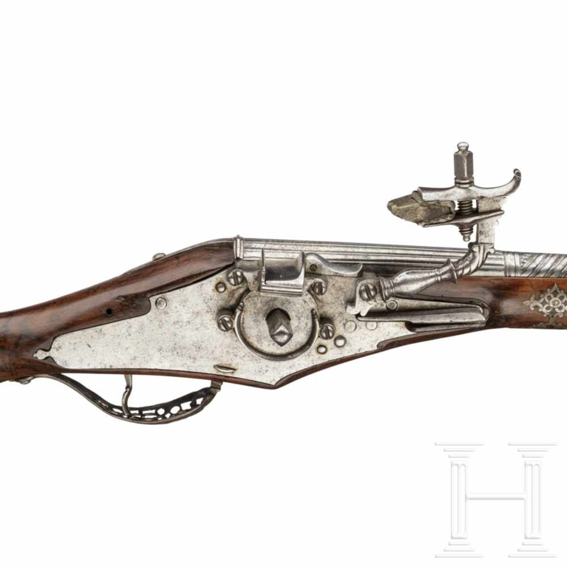 A wheellock pistol, Brescia, circa 1620/30Barrel with longitudinal fullers at the breech, - Bild 3 aus 7