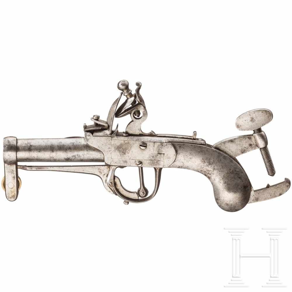 A alerting flintlock pistol, system Regnier, Flemish/French, ca. 1800Runder Lauf mit glatter Seele - Image 2 of 2