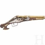 A rare mortar-wheellock pistol with a bronze barrel, Nuremberg, circa 1590The round bronze barrel