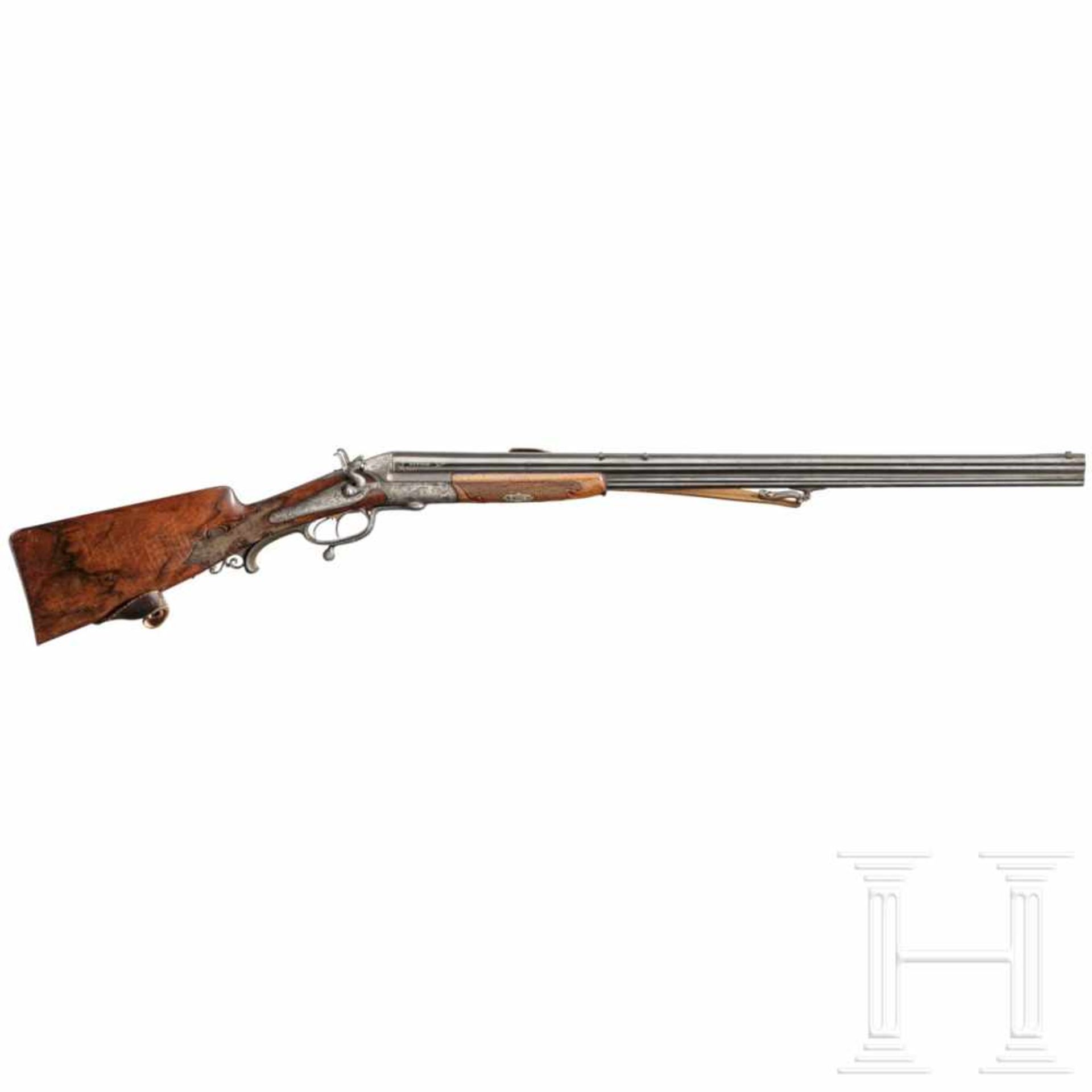 A Over/Under shotgun rifle by Christian Hoffacker, MunichKal. 20/65 / 11,2x52 R, Nr. 1390, beide - Bild 3 aus 4