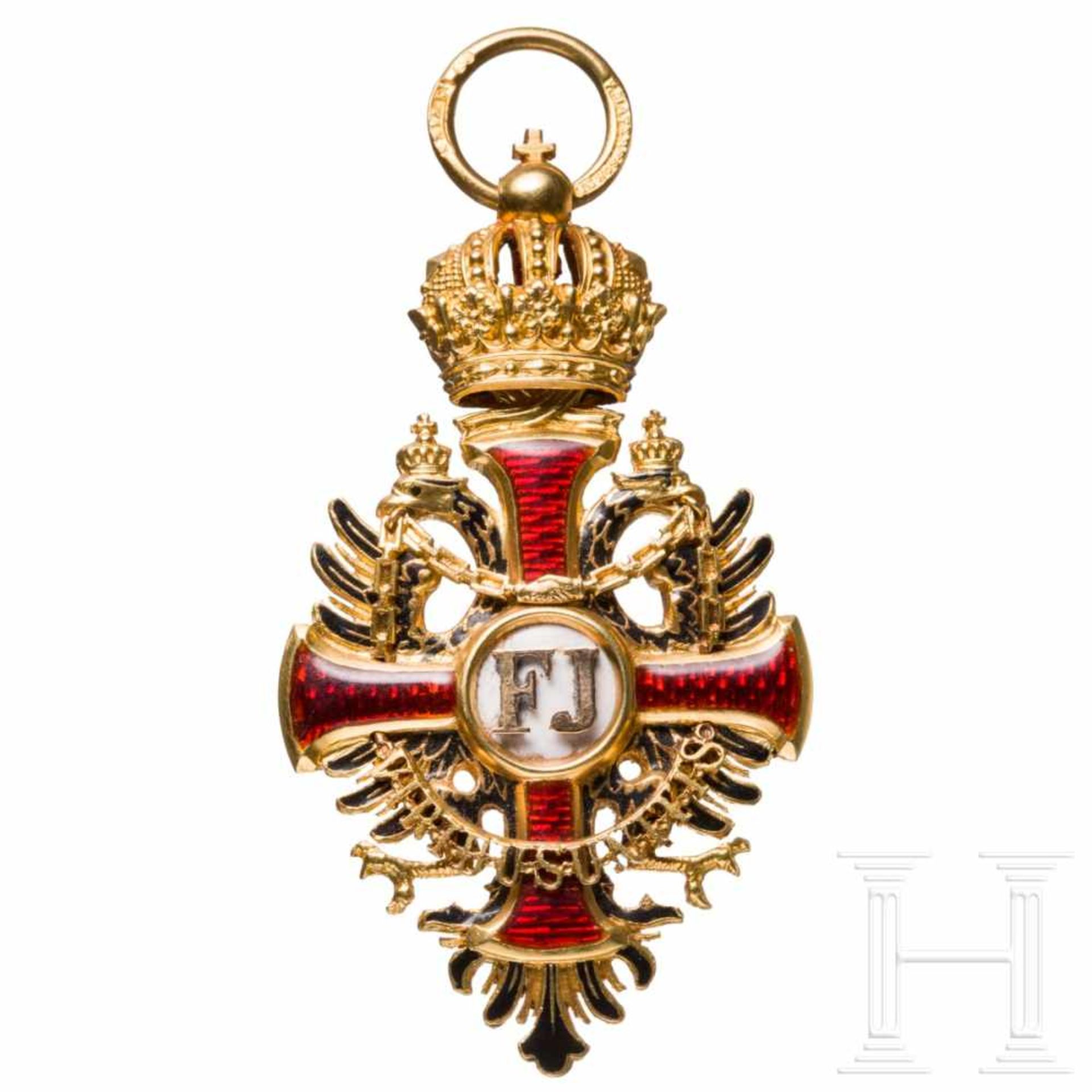 An Order of Franz JosephIn Gold gefertigtes Ritterkreuz des Herstellers Vincenz Mayer‘s Söhne (