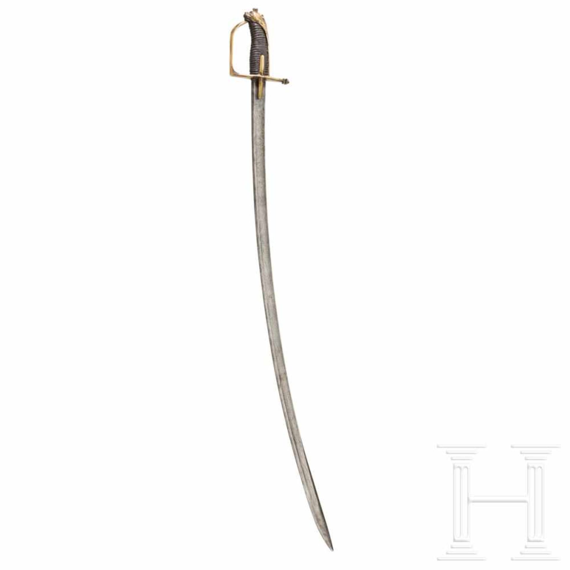 A lion's head sabre for officers, circa 1770Gekehlte Rückenklinge mit zweischneidiger Spitze. Im