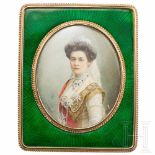 A miniature portrait of Princess Eleonore Reuss zu Kostritz, Empress of Bulgaria, in an enamelled