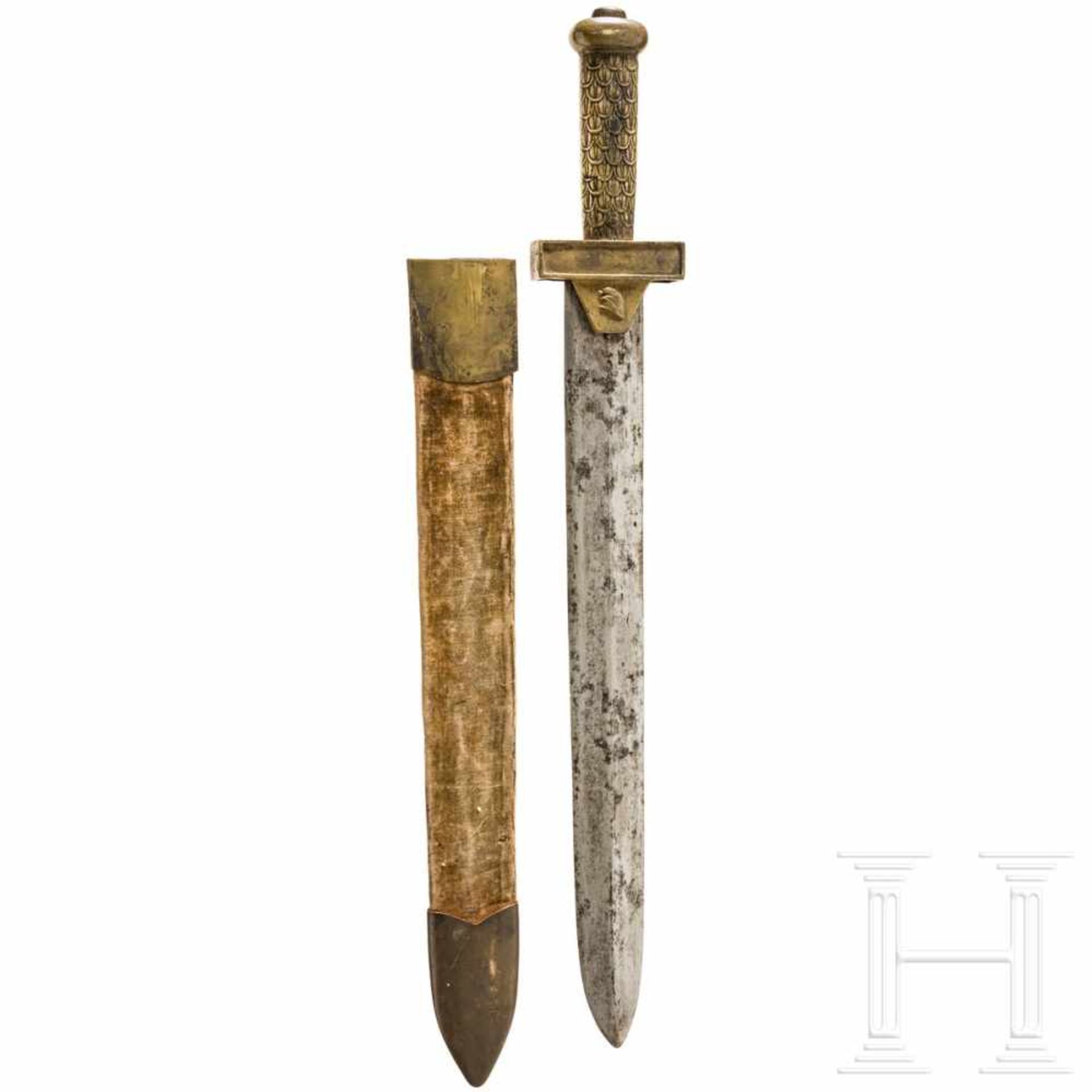 A short sword of the revolution period, late 18th centuryBreite, zweischneidige Klinge (fleckig) mit - Bild 2 aus 3