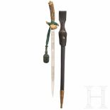 A hunting hanger as shooting price, 1st half 20th centuryVernickelte, beidseitig reich geätzte