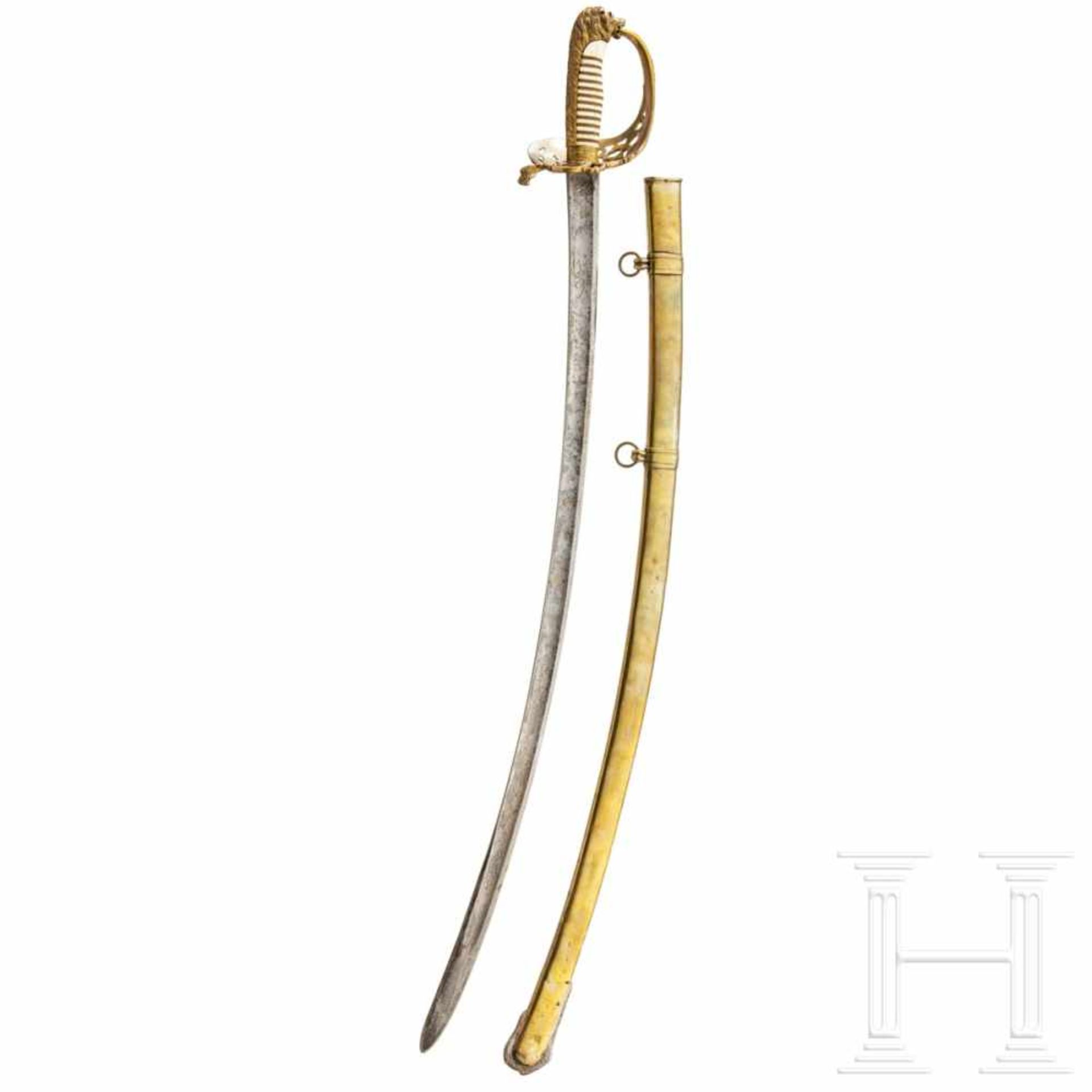 A navy-style sabre for officers, 19th centuryKräftige, leicht gekrümmte Klinge mit beidseitiger - Bild 2 aus 3