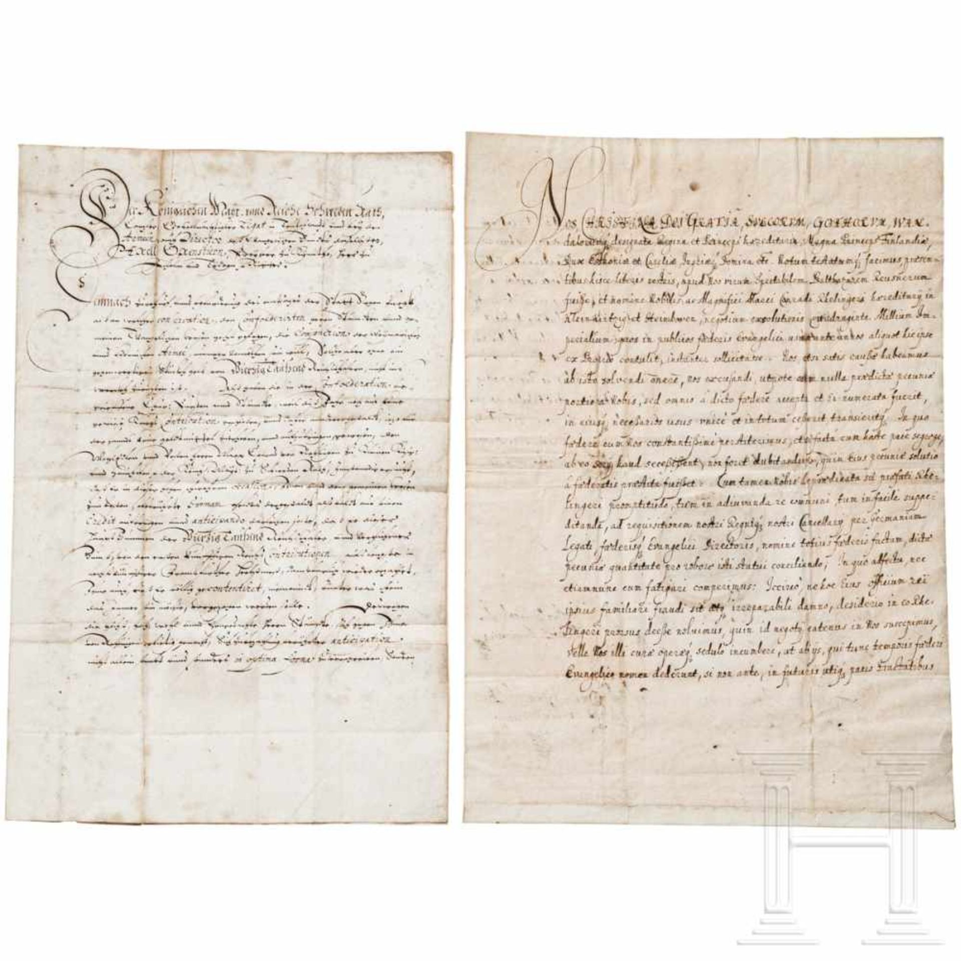 Thirty Years War - Axel Oxenstierna (1583-1654), Queen Christine - two documents on war financing