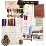 An estate of a British officerFünfteilige Ordensschnalle mit Miniaturschnalle: 1939 - 1945 Star,